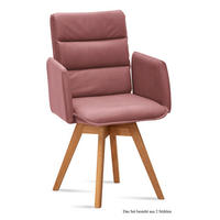 ARMLEHNSTUHL drehbar (2er-Set) Dorri 52x92x60 Eiche geölt/Rosewood - Eichefarben/Dunkelrosa, Kunststoff (60/92/52cm) - 58aufmkessel