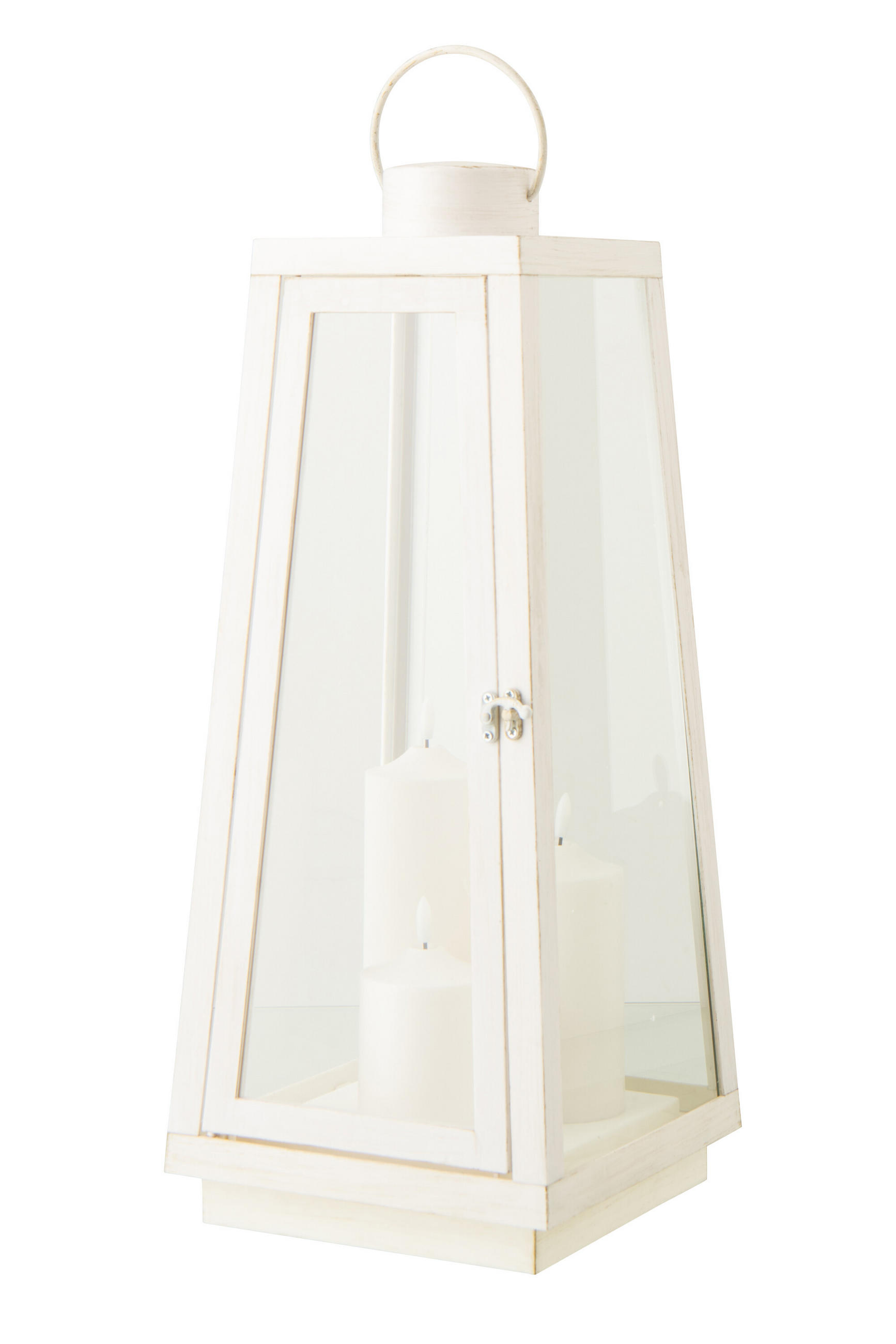 LATERNE + CANDLE LED Weiß - Weiß, Glas (24/59/24cm) - J-Line