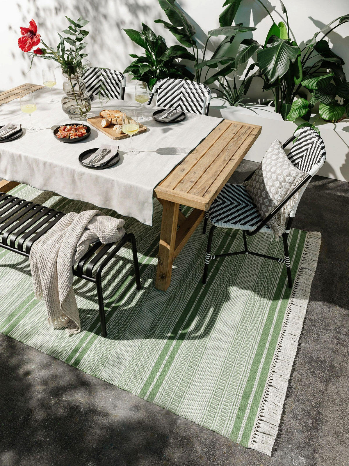 OUTDOOR-TEPPICH Siena handgewebt 160/230 cm - Grün, Kunststoff (160/230cm) - benuta Nest