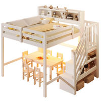 HOCHBETT 140x200 cm in Weiß mit LED-Beleuchtung und Stauraumtreppe - Weiß, Holz (140/200cm) - IVMEU