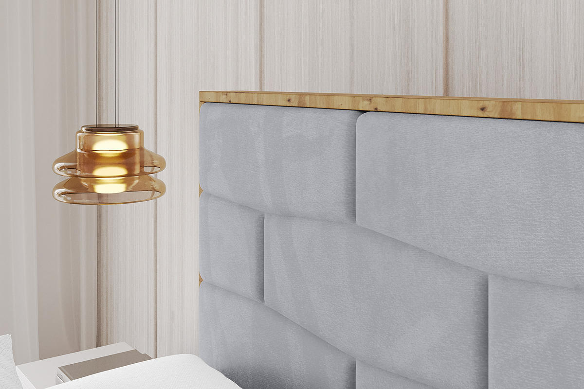 POLSTERBETT mit Bettkasten, Fußteil und Lattenrost, Boxbett mit Matratze H3/H4 - ENZO8-Z 200x200 Hellgrau - Hellgrau, Holzwerkstoff/Textil (200/200cm) - ALTDECOR