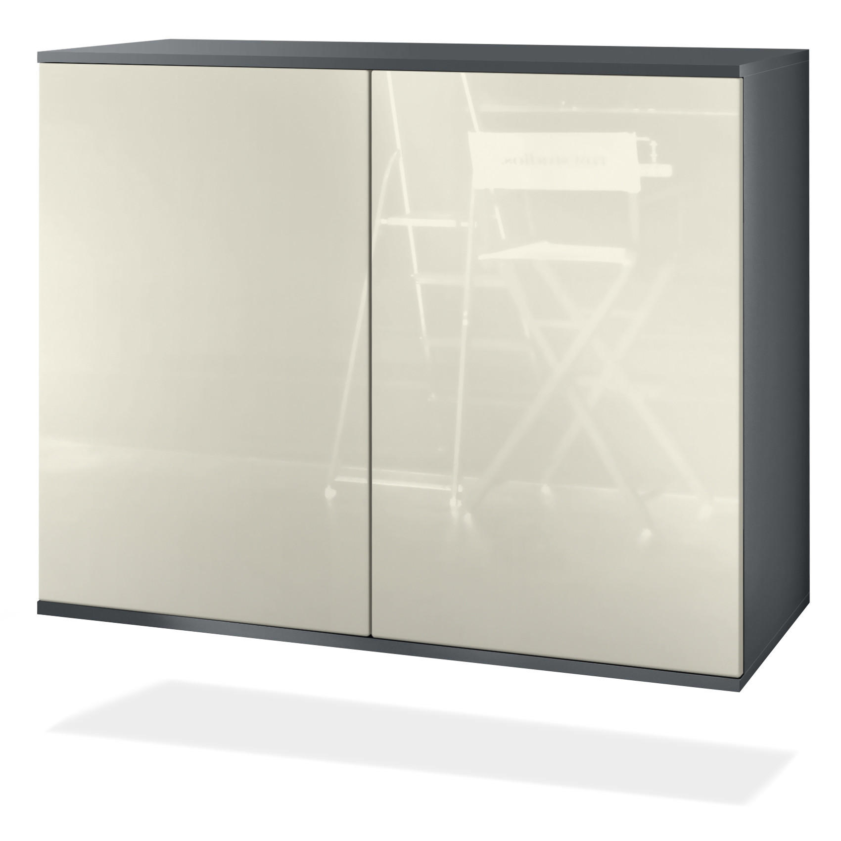 KOMMODE Skadu Creme Hochglanz - Creme, Holzwerkstoff (92.5/73.5/35cm) - Vladon