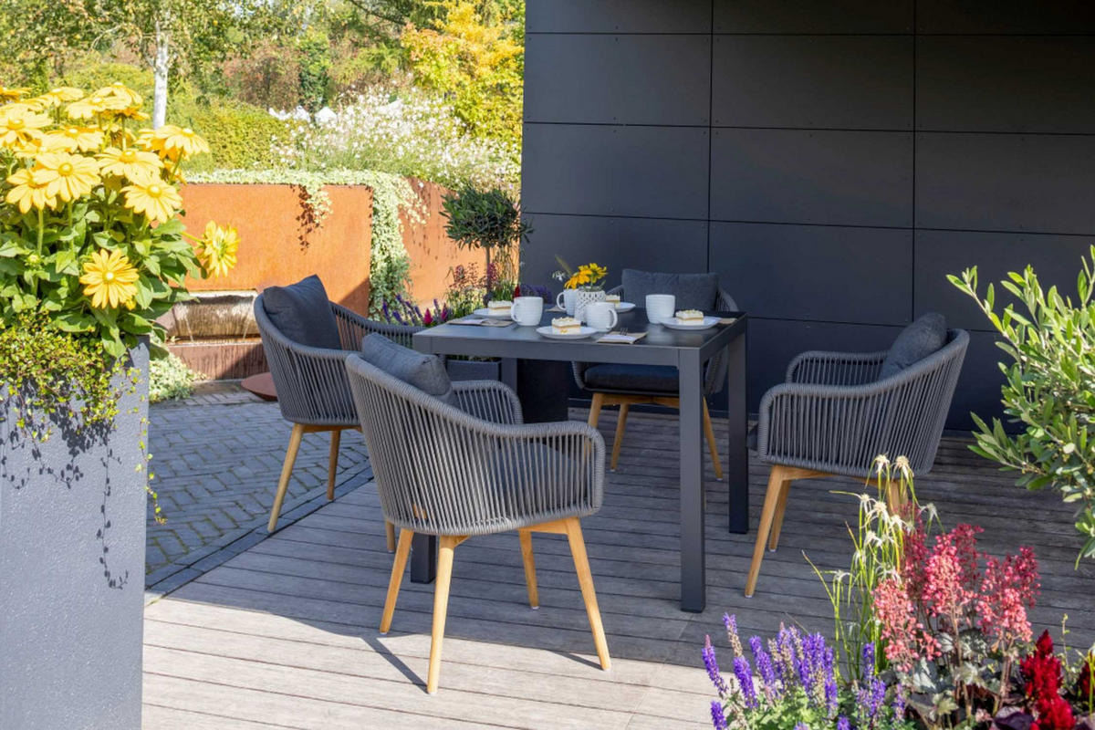 GARTENTISCH Tarifa 90 x 90 cm dark grey Aluminium - Schwarz, Metall (90/90/76cm) - Mr. Deko