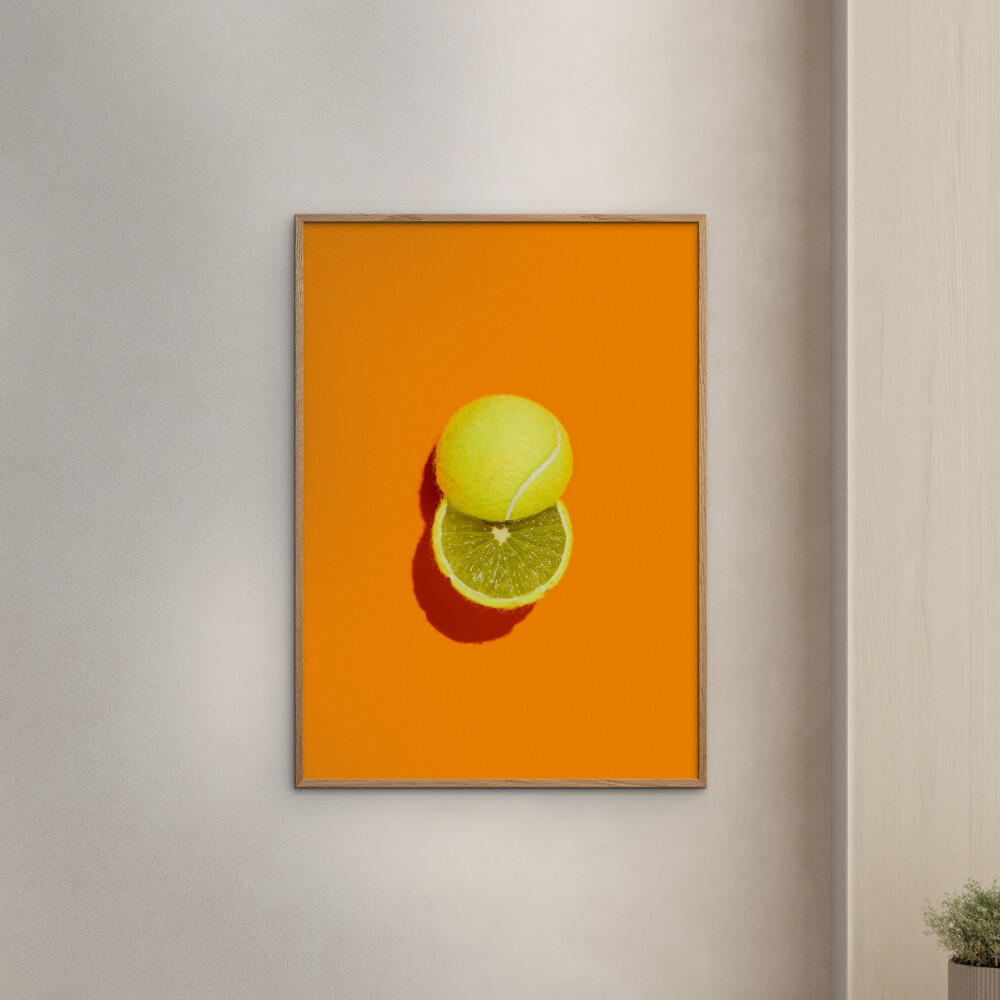 POSTER mit Rahmen Supermercat - Slice of lime - Eichefarben/Orange, Holz/Papier (30/40cm) - Poster&Frame