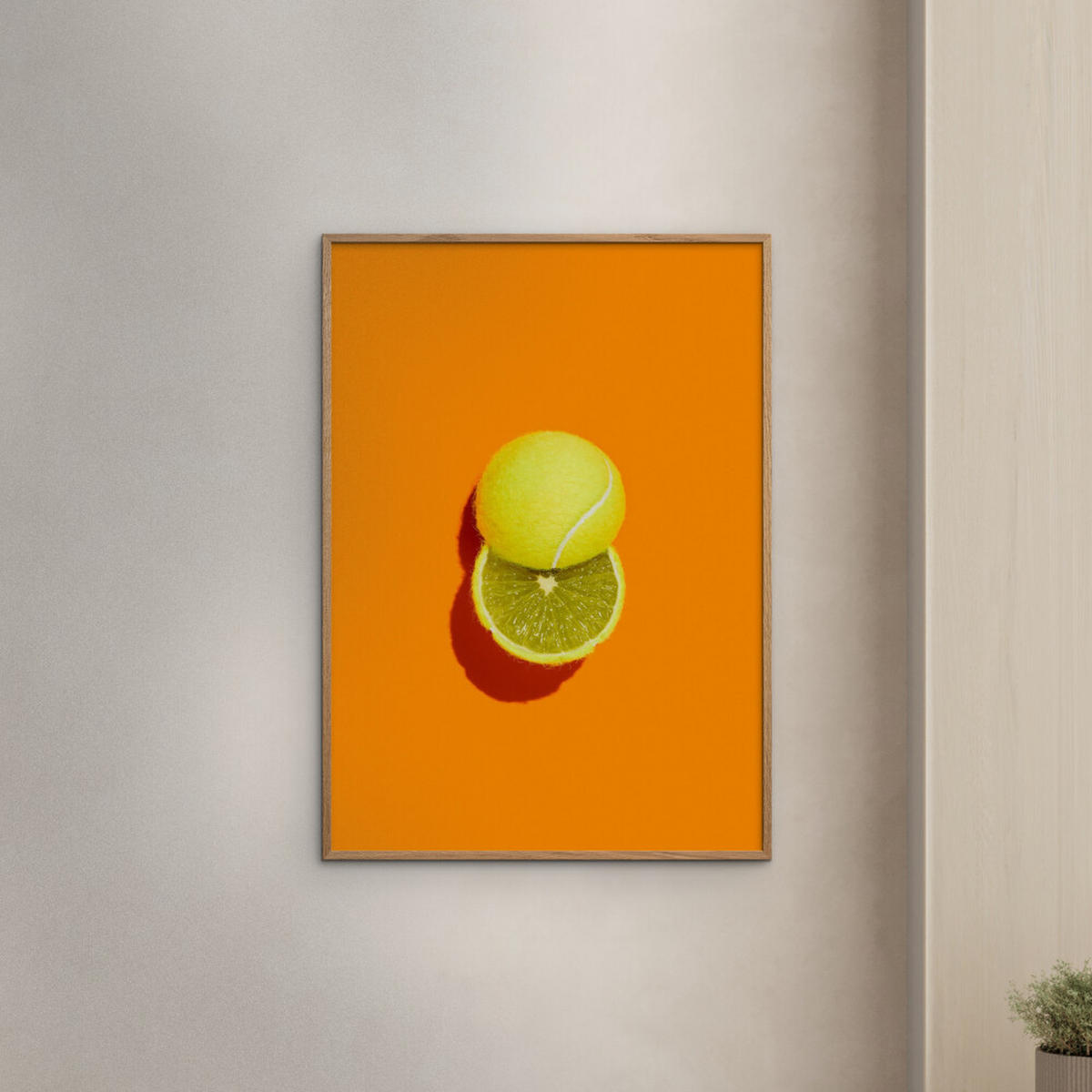 POSTER mit Rahmen Supermercat - Slice of lime - Eichefarben/Orange, Holz/Papier (30/40cm) - Poster&Frame