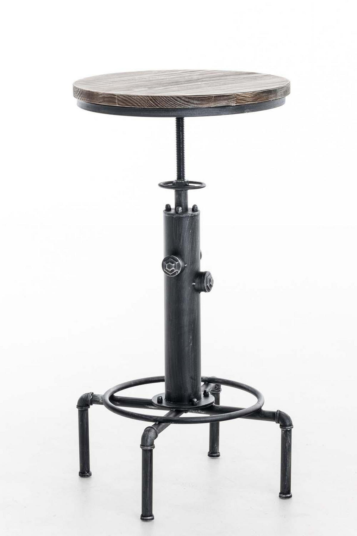 BARTISCH rund 39 cm Holz antik silber - Silberfarben, Holz/Metall (39/79/39cm) - CLP