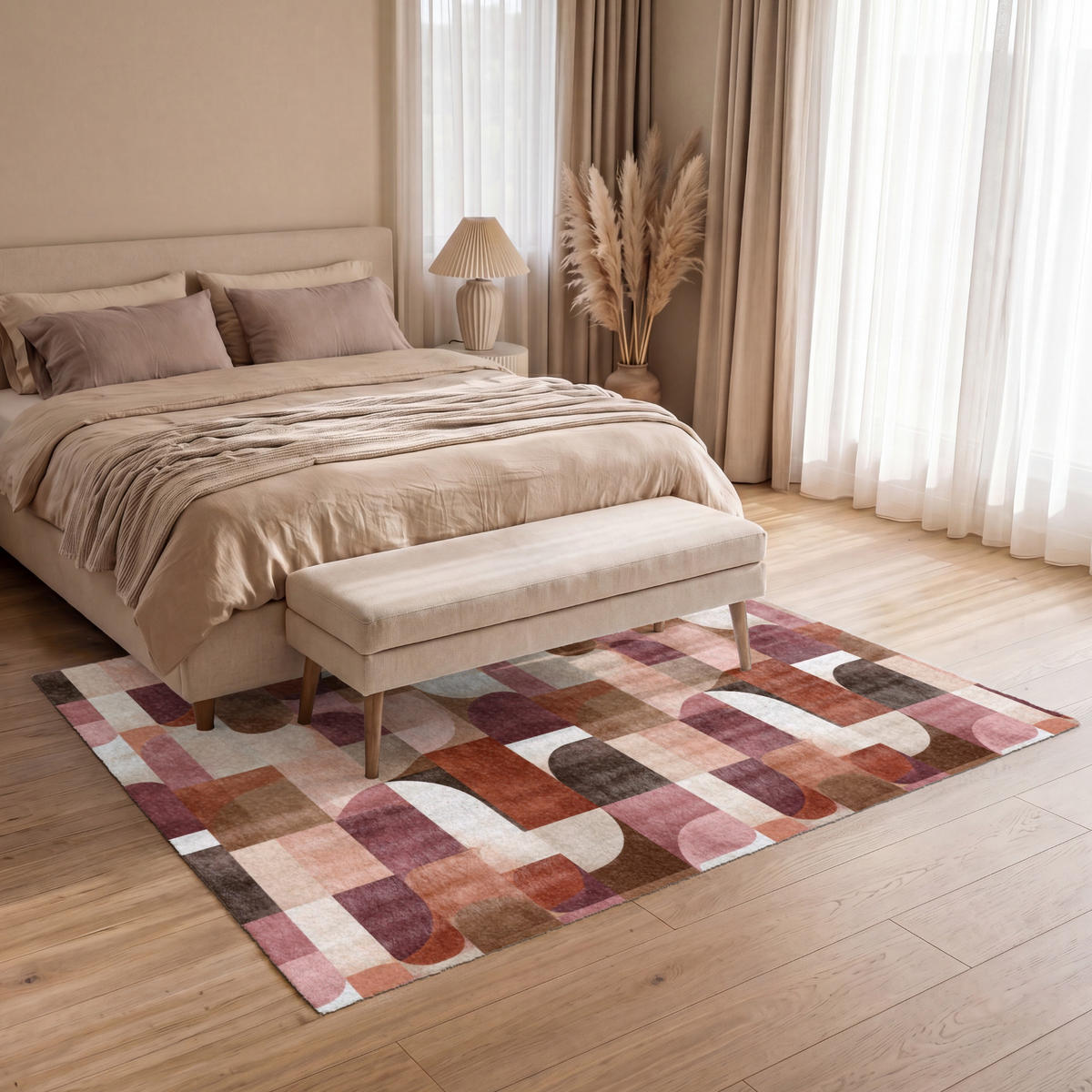 PREPROGE - Kvadrati - 200x140 cm - večbarvno, umetna masa/tekstil (200/0.4cm) - OnlyWow