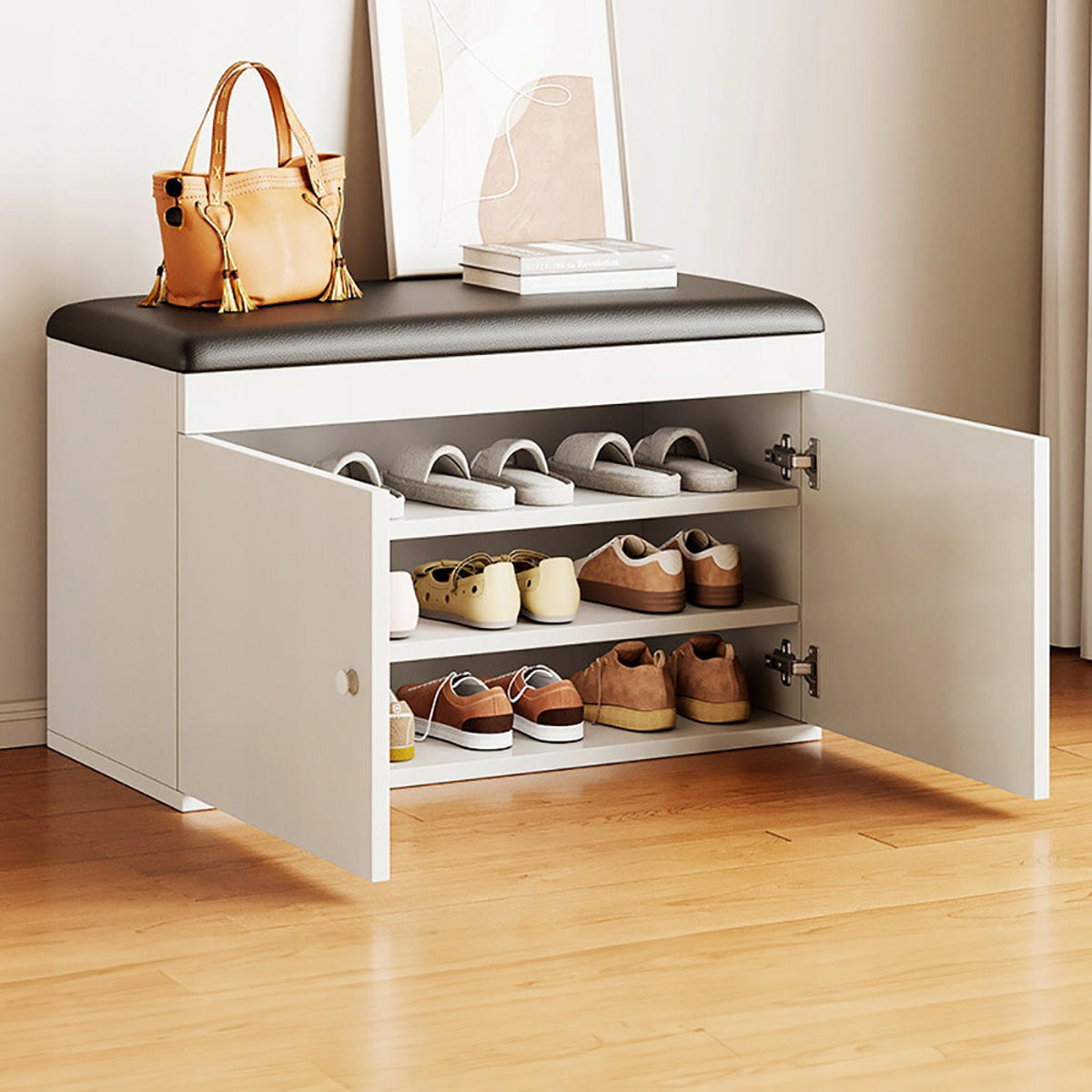 SCHUHSCHRANK modern 60/35/32 cm - Weiß, Holz (60/32cm) - MUVU