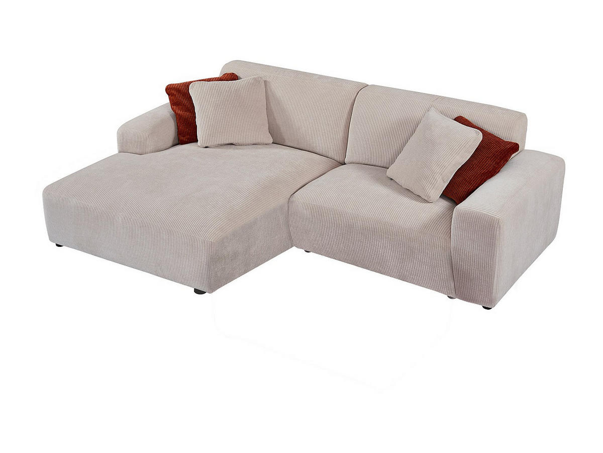 SOFA - 5 Personen - samt - beige Tirono - Beige, Kunststoff/Textil (254/80/161cm) - Vente-Unique