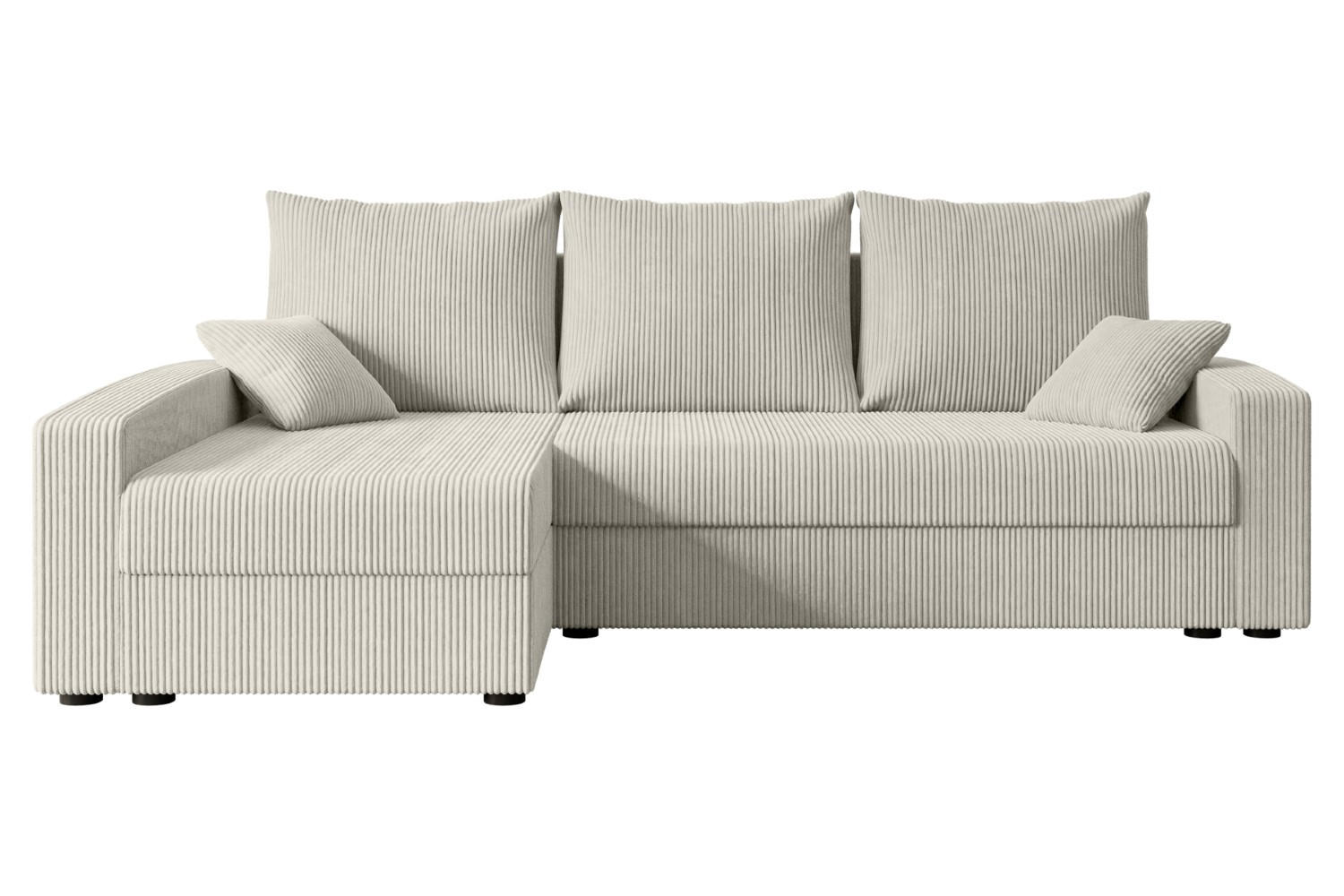 ECKSOFA mit Schlaffunktion und Bettkasten ALESIA-L 231x140x90 cm Grau Cord - Silberfarben/Hellgrau, Holzwerkstoff/Kunststoff (231/140cm) - ALTDECOR