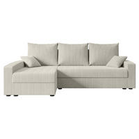 ECKSOFA mit Schlaffunktion und Bettkasten ALESIA-L 231x140x90 cm Grau Cord - Silberfarben/Hellgrau, Holzwerkstoff/Kunststoff (231/140cm) - ALTDECOR