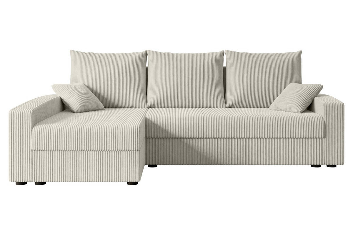 ECKSOFA mit Schlaffunktion und Bettkasten ALESIA-L 231x140x90 cm Grau Cord - Silberfarben/Hellgrau, Holzwerkstoff/Kunststoff (231/140cm) - ALTDECOR