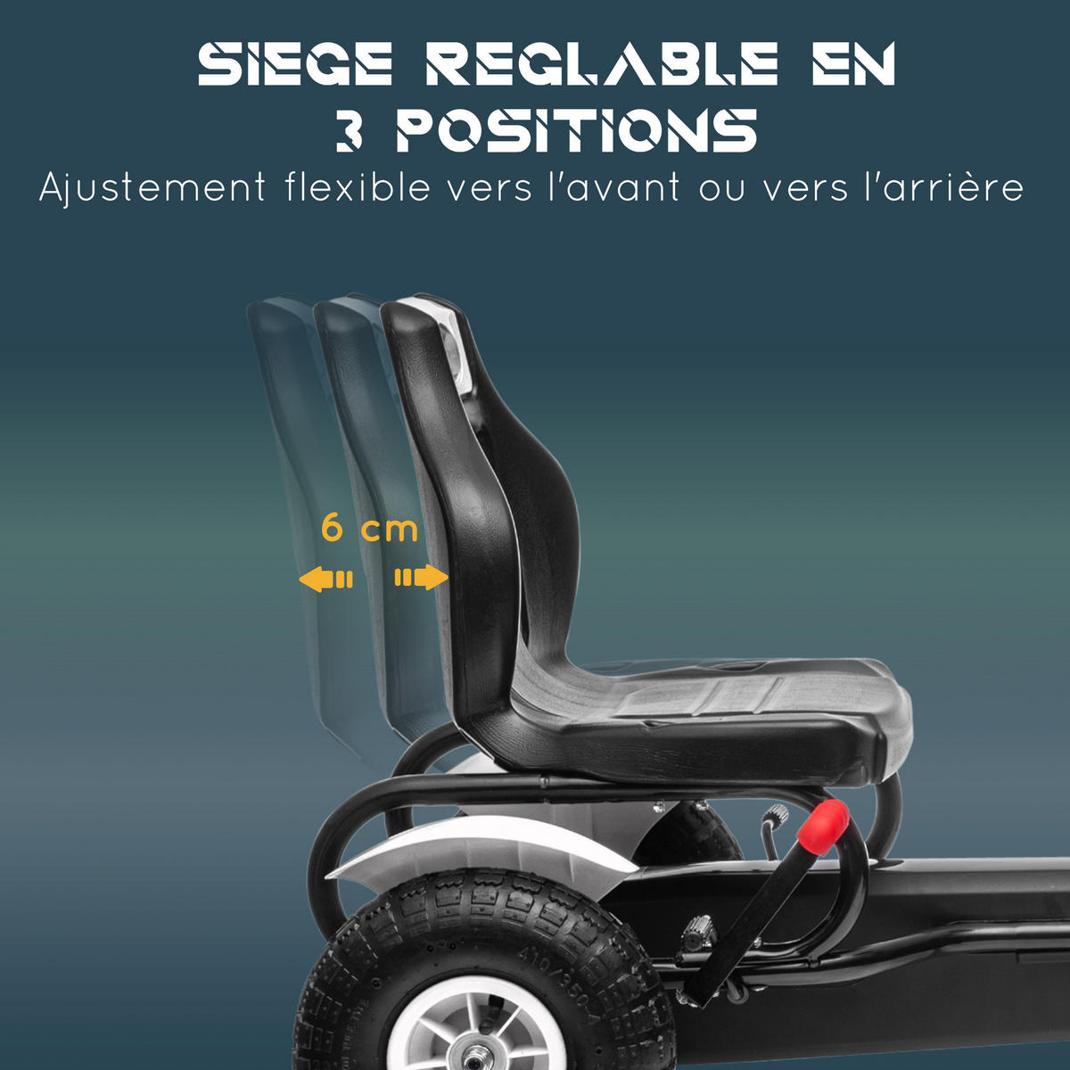 TRETKART DE-13018 verstellbarer Sitz Weiß/Schwarz - Weiß, Kunststoff (121/58/61cm) - ComfortXL