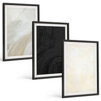 BILDER SET 3er Set - 40x60 cm Schwarzer Rahmen - Strukturen schattieren Minimalismus - Schwarz, Kunststoff (40/60cm) - TULUP