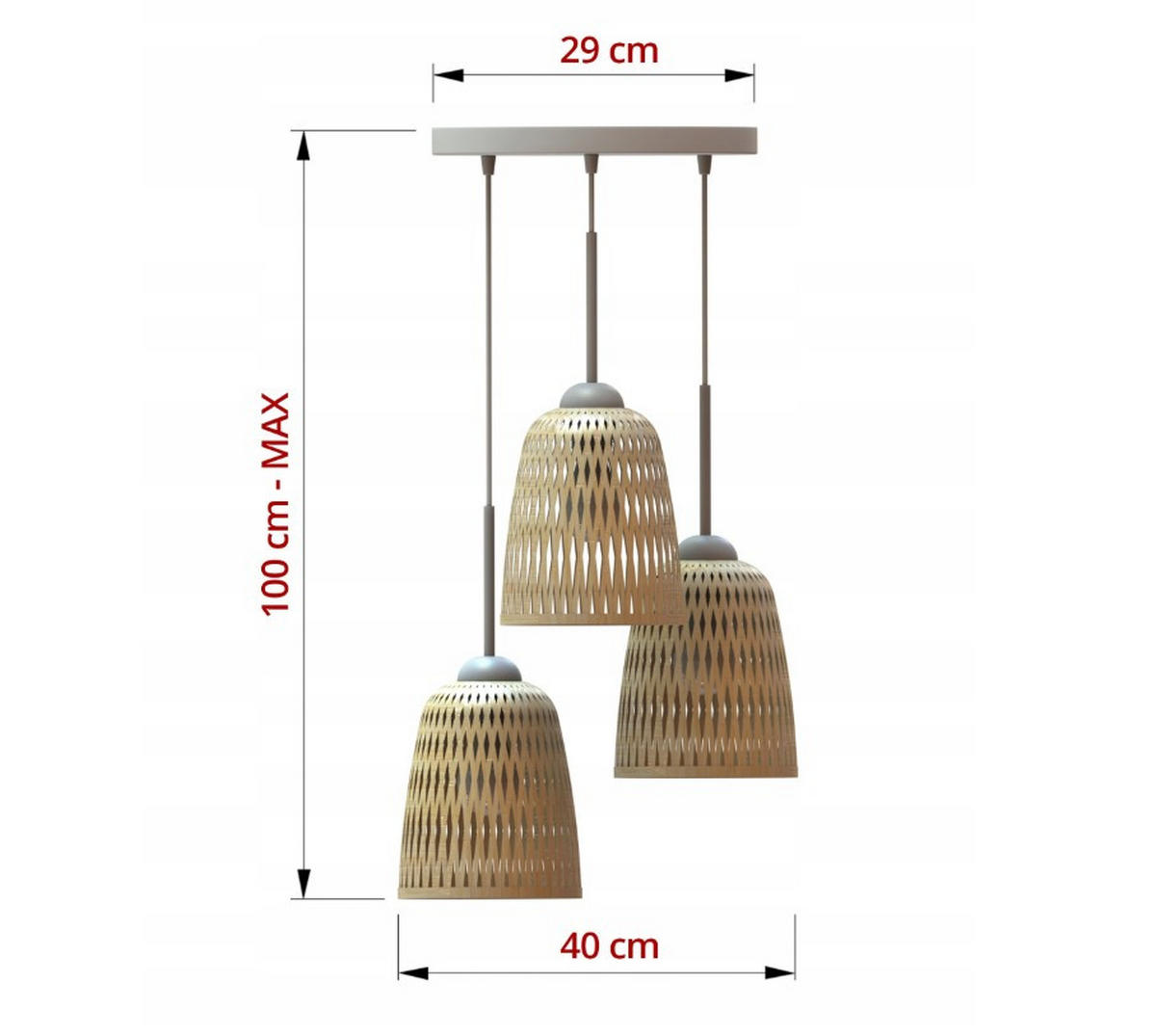 PENDELLEUCHTE BOHO - Schwarz/Weiß, Holz/Metall (40/40/100cm) - kiki design