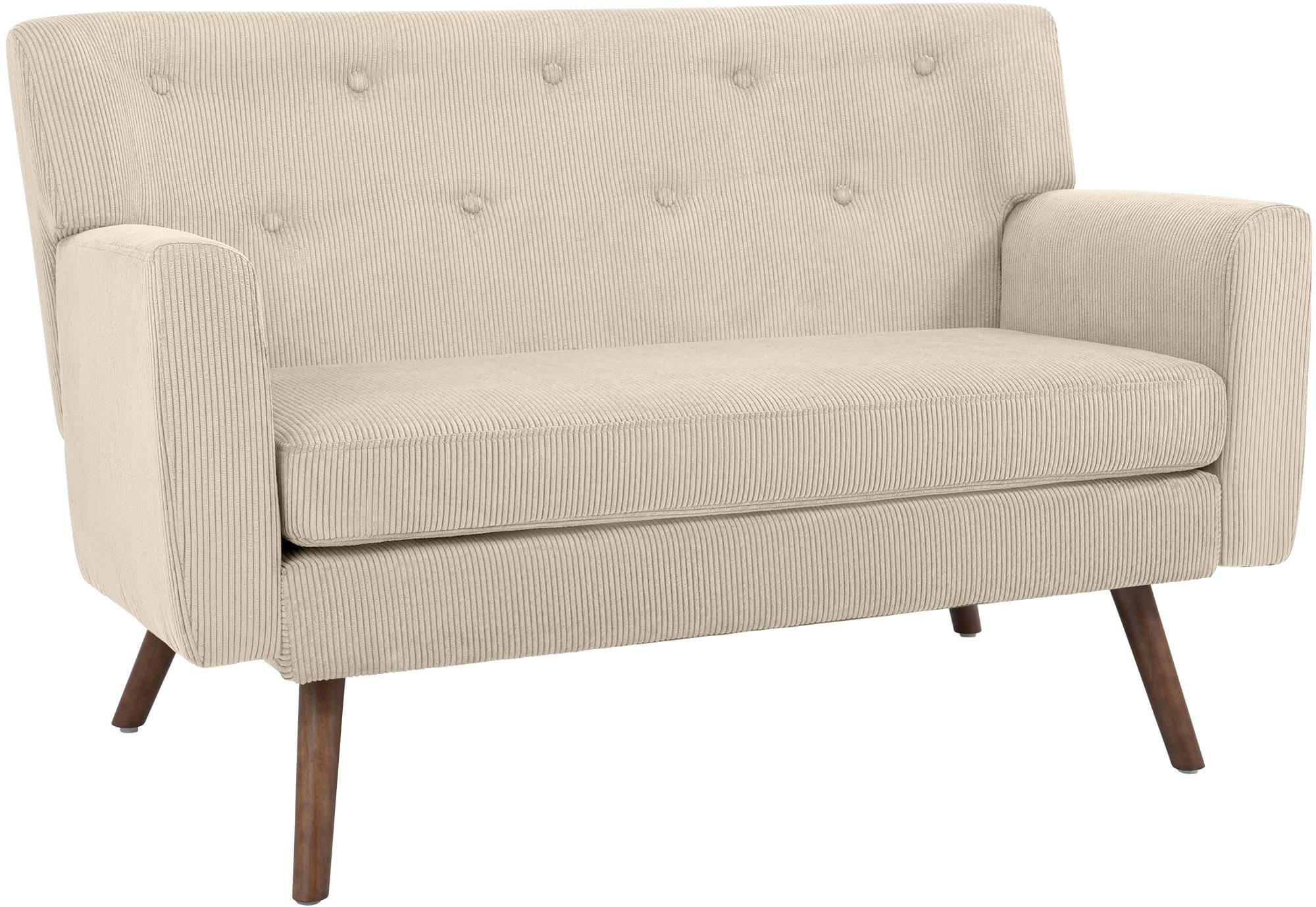 SOFA Arne Cord 2-Sitzer 120x74x81cm Cord Creme Couch - Creme, Kunststoff (120/81/74cm) - DELUKE