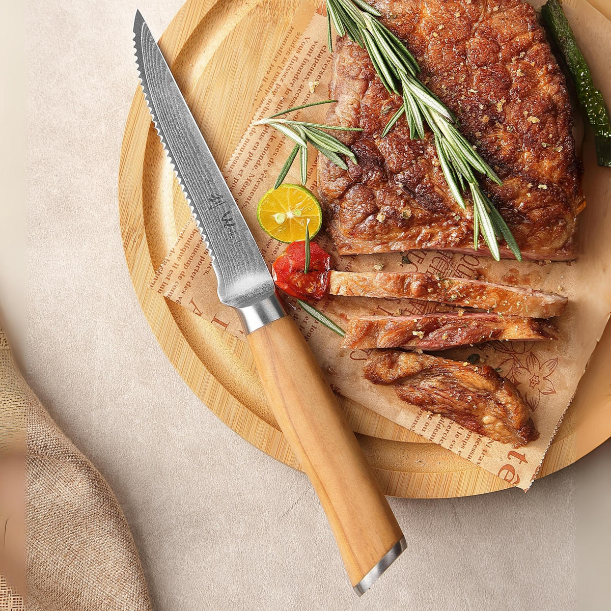 STEAKMESSERSET 4-tlg. 12 cm - Braun, Holz/Metall (24cm) - Wakoli