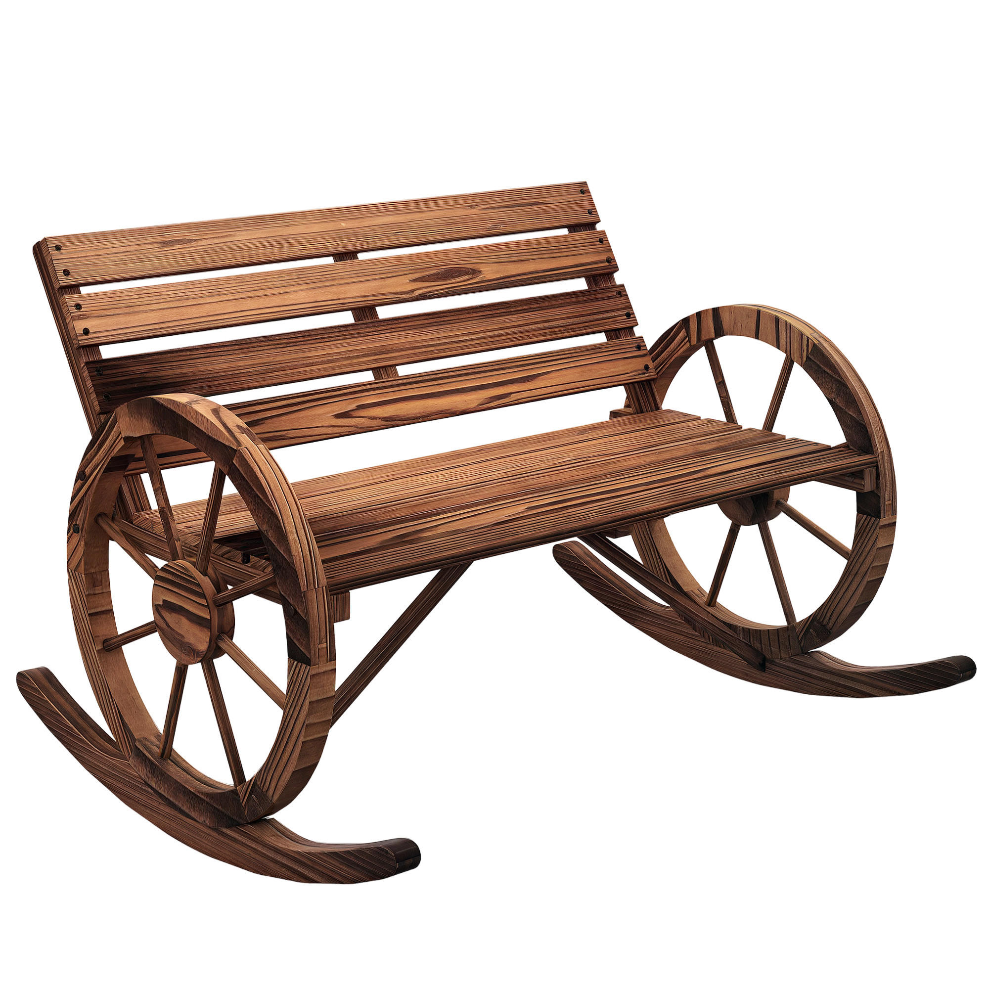 GARTEN-SCHAUKELBANK DE-06960 2-Personen, radförmige Armlehnen, carbonisiert - Naturfarben, Holz (105/74/88cm) - ComfortXL
