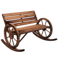 GARTEN-SCHAUKELBANK DE-06960 2-Personen, radförmige Armlehnen, carbonisiert - Naturfarben, Holz (105/74/88cm) - ComfortXL