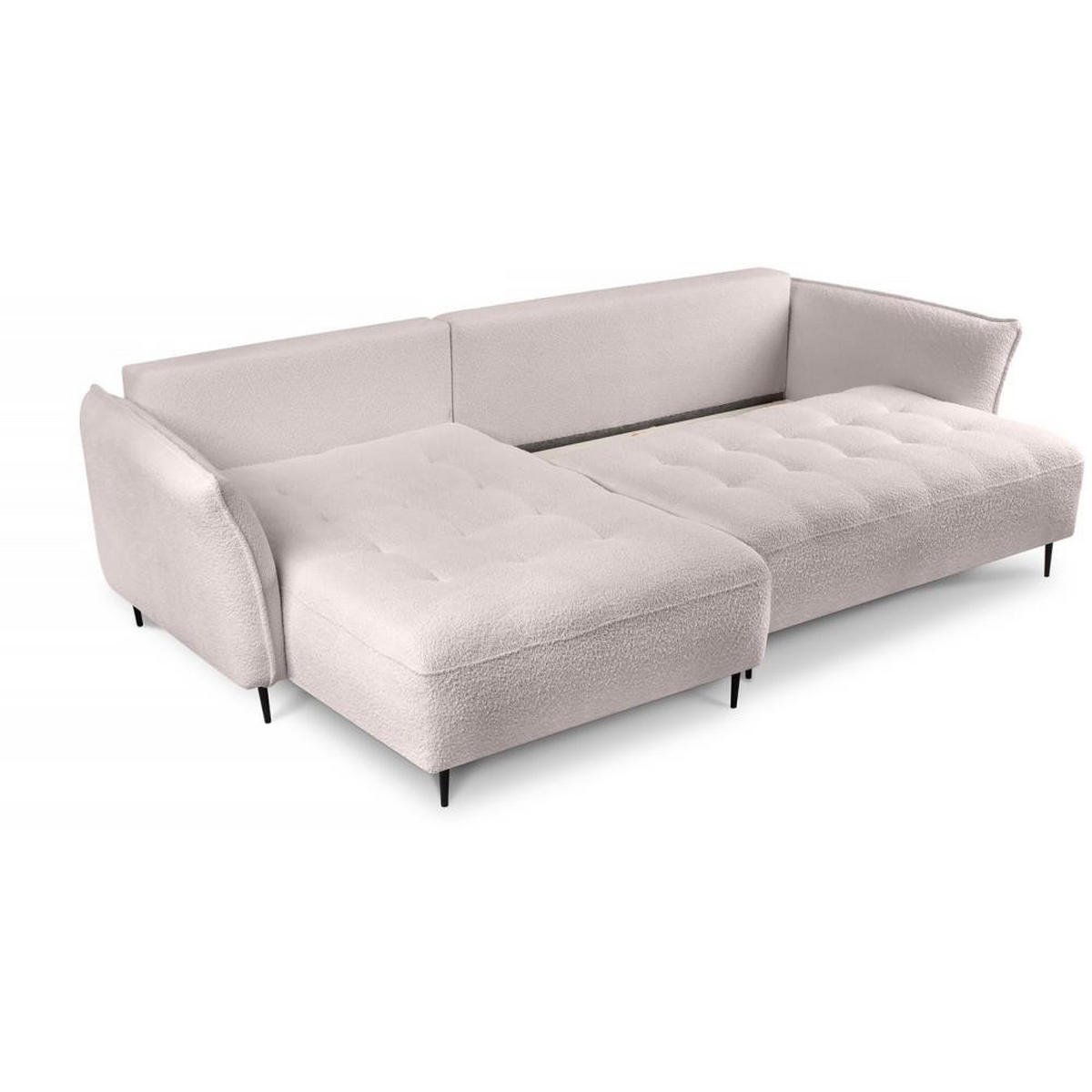 ECKSCHLAFSOFA Bari links rosa - Schwarz/Rosa, Textil (276/158cm) - Beautysofa