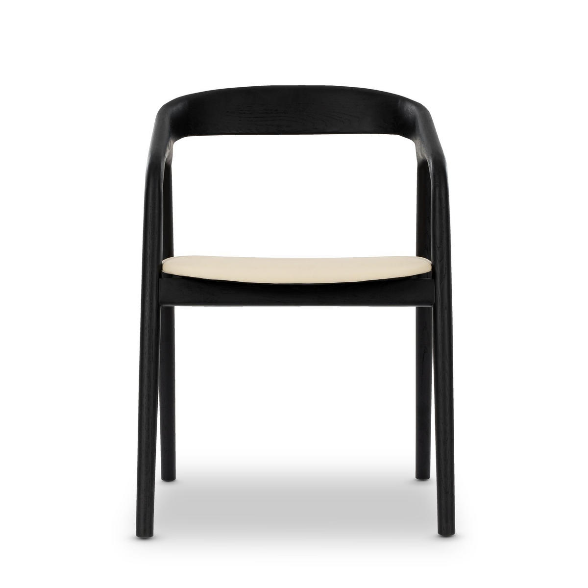 ESSZIMMERSTUHL Celeste, Schwarzes Eichenholz + beiger Stoff - Beige/Schwarz, Holz (55/80/61.5cm) - WOODEK