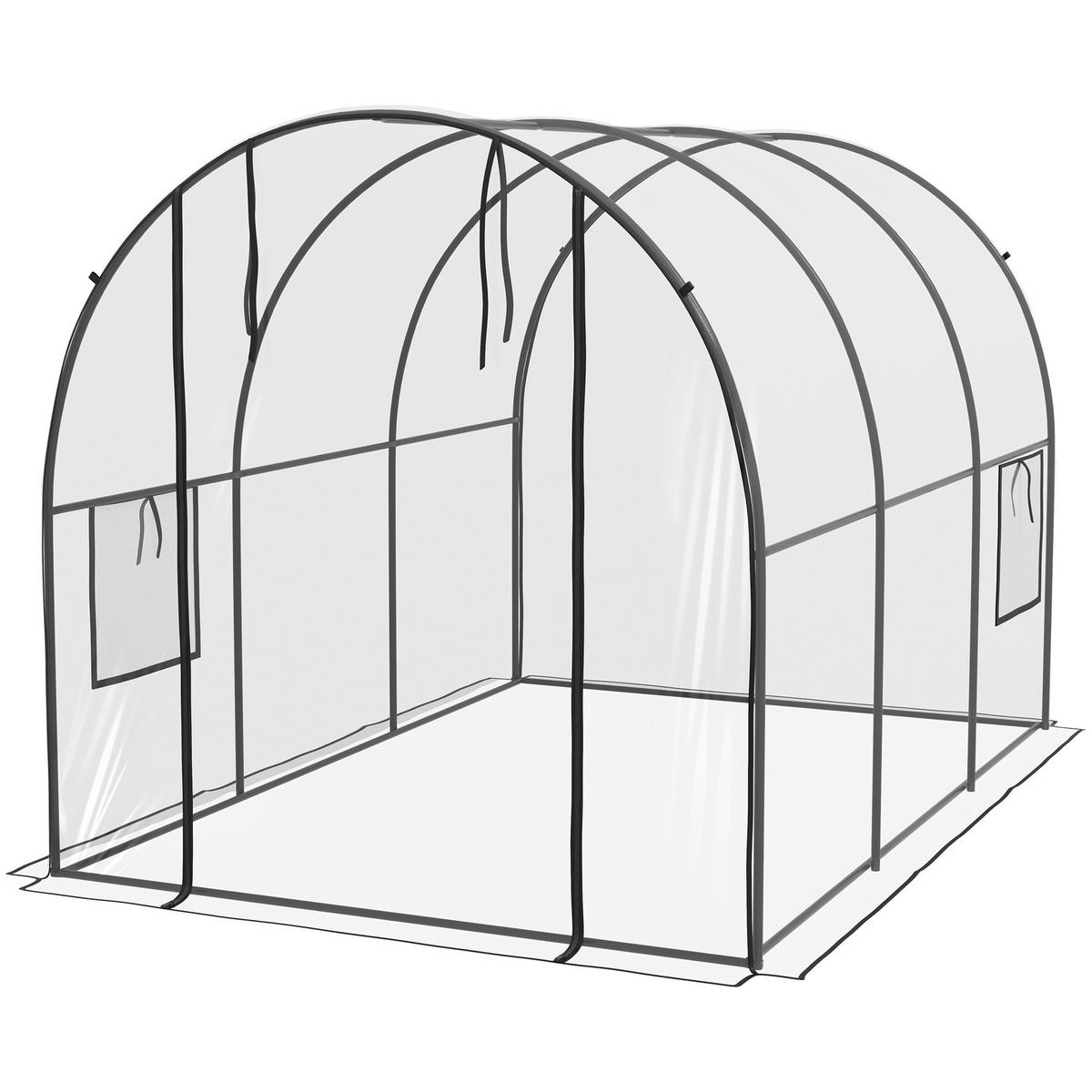 GEWÄCHSHAUS DE-11964 mit Tür & 2 Fenstern Transparent - Transparent, Kunststoff (200/200/300cm) - ComfortXL