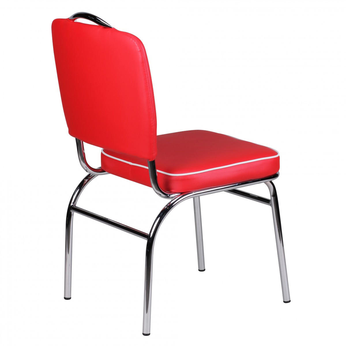 ESSZIMMERSTUHL Kunstleder mit Metallgestell Retro 50-er Jahre gepolstert, Rot 47x45x90 cm - Rot/Silberfarben, Kunststoff/Textil (47/90/45cm) - KADIMA DESIGN