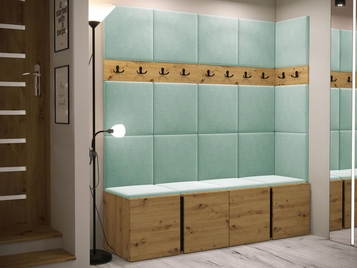 GARDEROBEN-SET Orion II - Eiche Artisan/Mintgrün, Holzwerkstoff/Kunststoff (168/186/46cm) - MIRJAN24