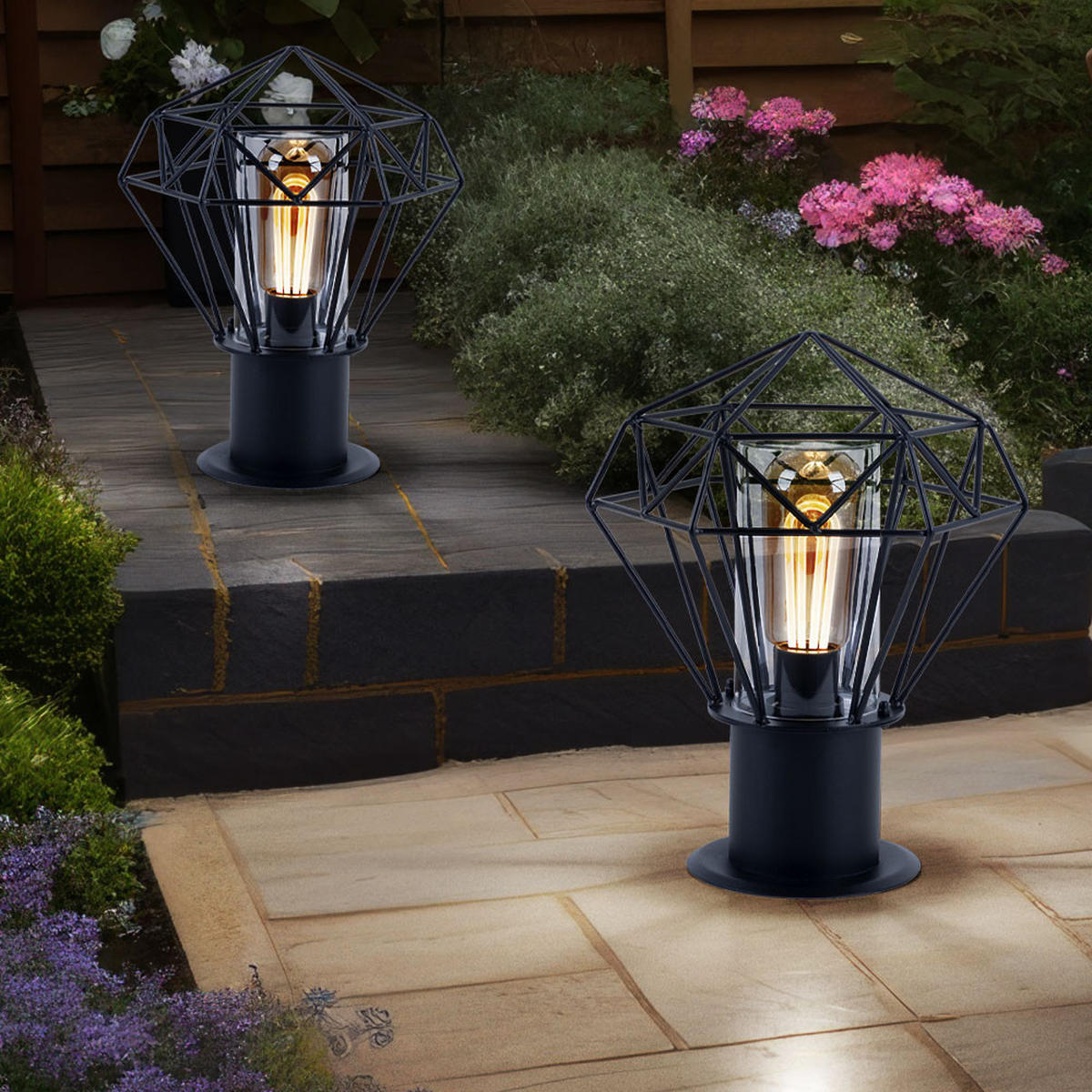 WEGELEUCHTE HORACE Gitterschirm Schwarz - Schwarz, Metall (22.5/25.5/31.5cm) - Globo Lighting