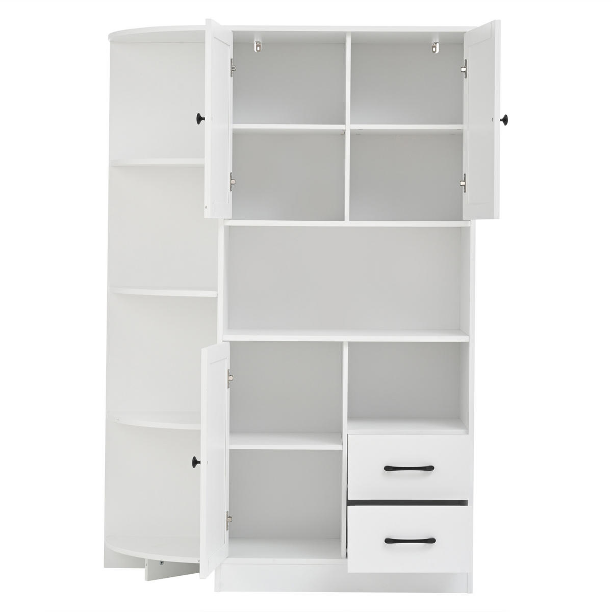 VITRINE 104x35x155 cm Weiß mit 3 Schränken und Schubladen - Weiß, Holzwerkstoff (104/155/35cm) - FLIEKS