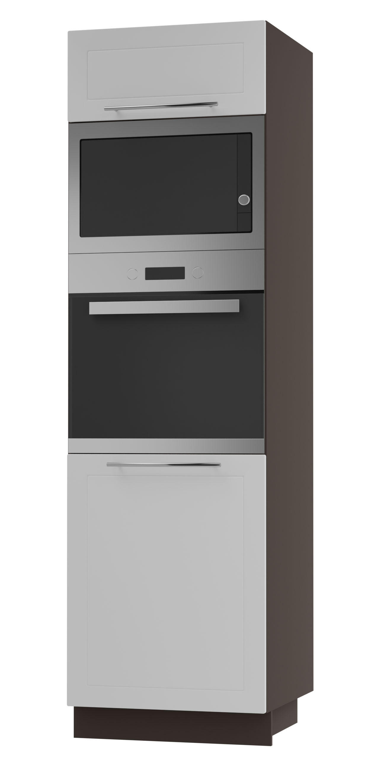 Feldmann-Wohnen Backofen-Hochschrank Weiß, Dunkelgrau 60x207x59 cm