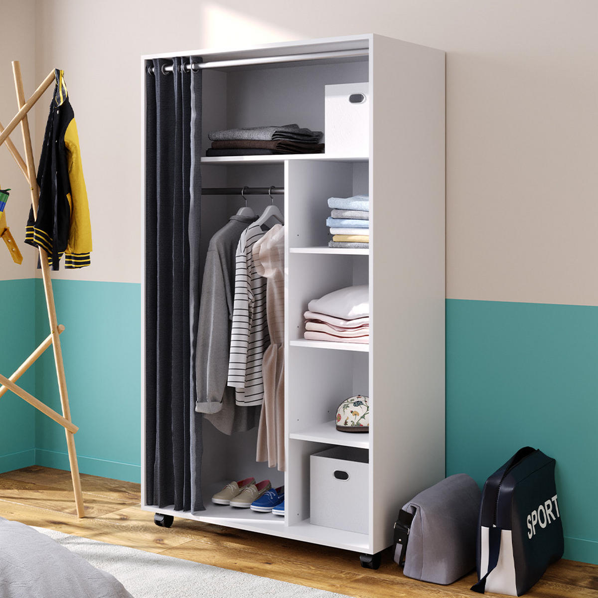 KLEIDERSCHRANK Doros Weiß 100 x 168 cm - Weiß, Holzwerkstoff (100/168/50cm) - Vicco