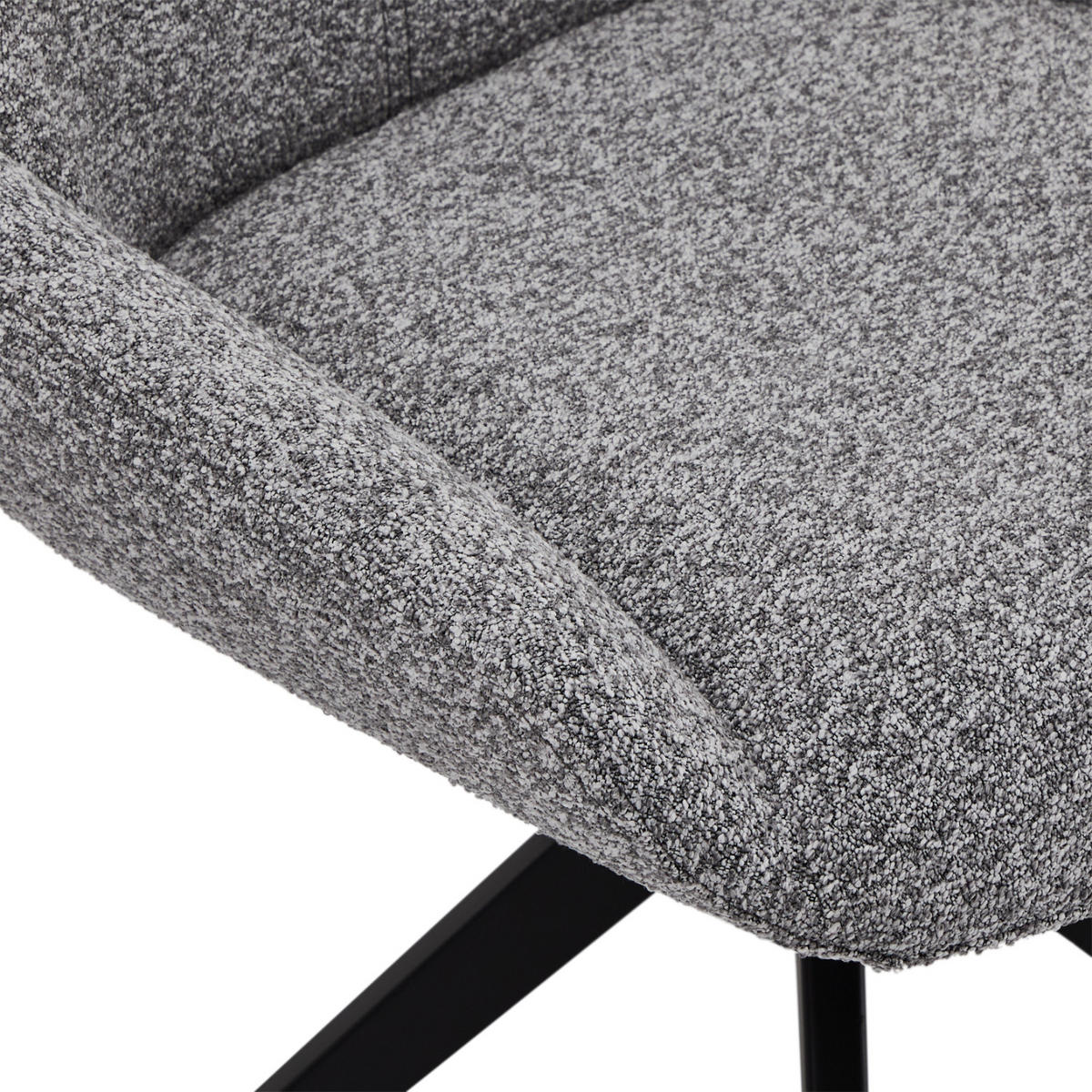 STUHL-SET 2 Stück in Teddystoff - Schwarz/Grau, Textil/Metall (56/64cm) - Furnhouse