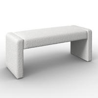SITZBANK Andrea Weiß Bouclé Gepolstert - Weiß, Holz (123/50/45cm) - Bessagi Home