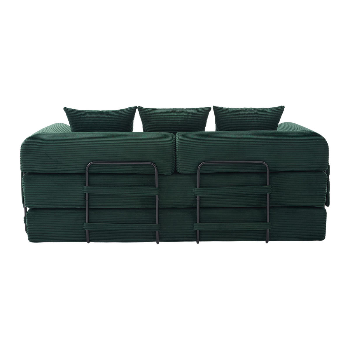 SOFA 3-Sitzer in Grün aus Cord mit modularem Design und Metallrahmen - Grün, Holzwerkstoff/Textil (200/67/94cm) - CHICFURN