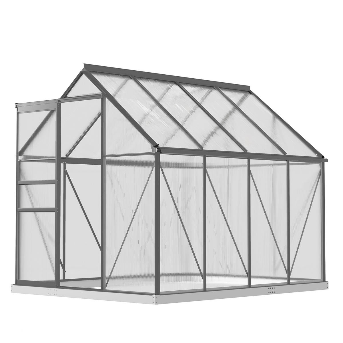 GEWÄCHSHAUS DE-12027 mit Schiebetür & Dachluke Transparent - Dunkelgrau, Kunststoff (190/199/253cm) - ComfortXL