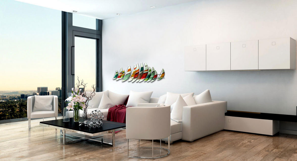 WANDDEKO Bunt 150/50 cm - Multicolor, Metall (2.2/50/6cm) - KUNSTLOFT