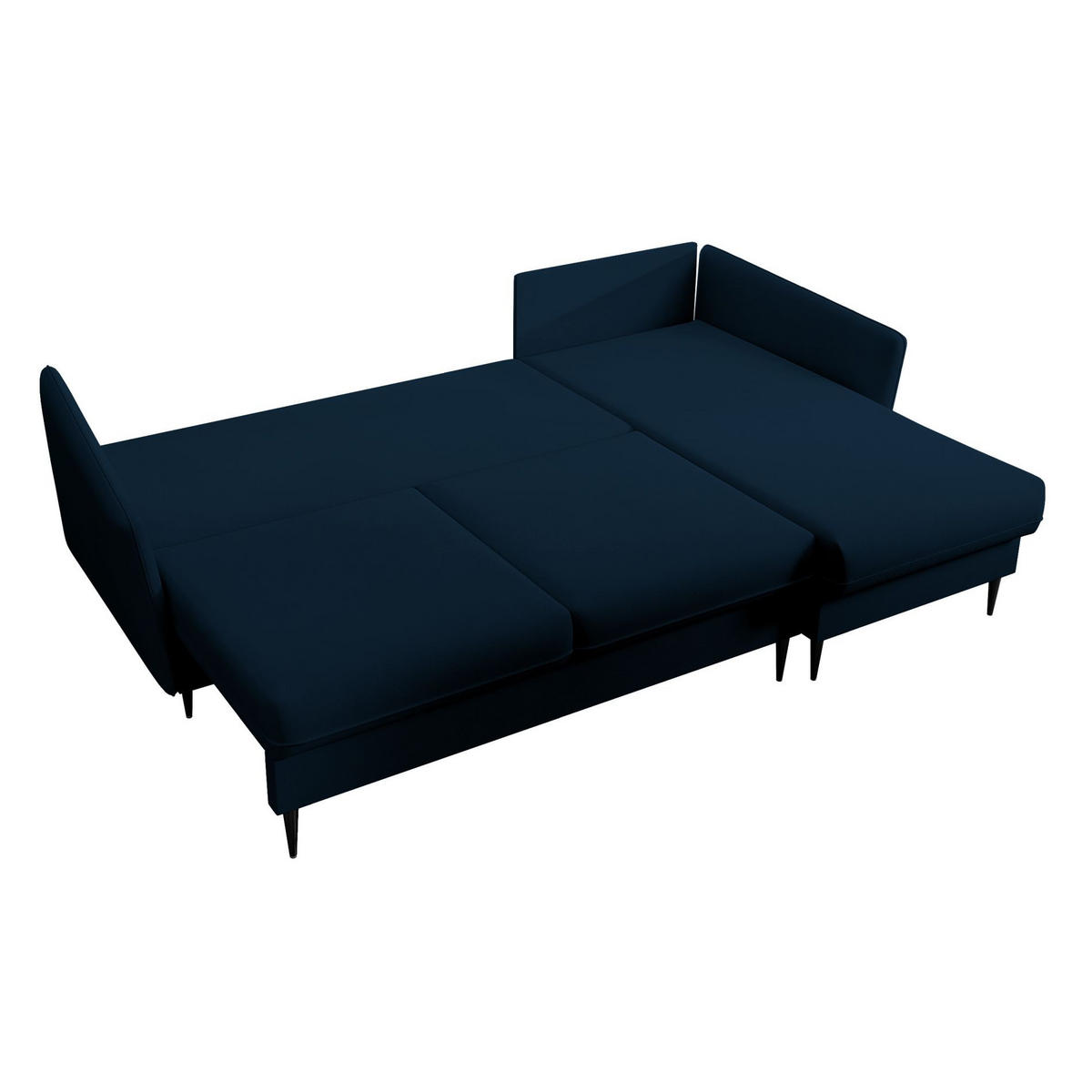 ECKSOFA Volio Dunkelblau Samt 223 cm - Schwarz/Dunkelblau, Textil/Metall (223/145cm) - Selsey