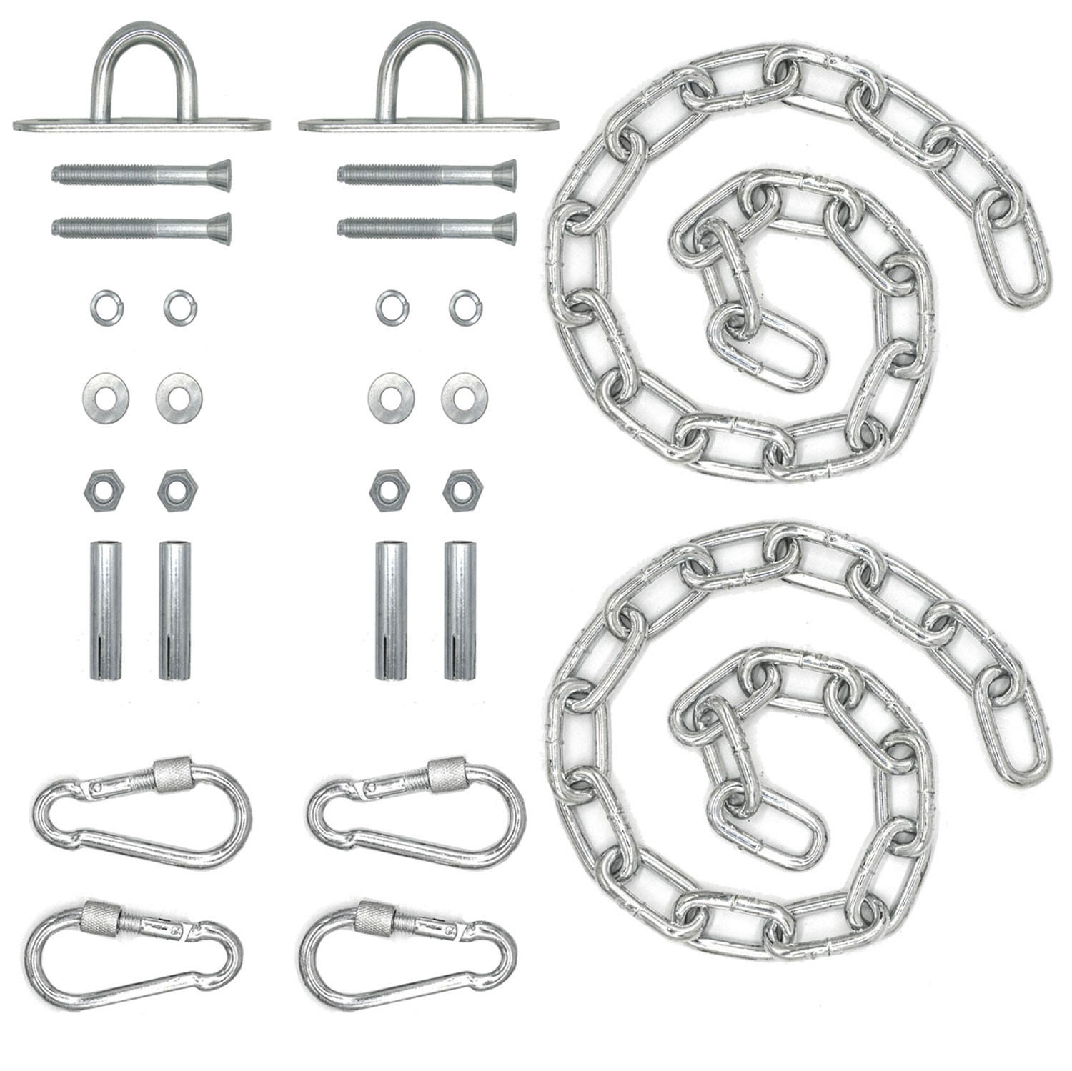 DECKENHAKEN + Ketten je 2 Stück mit Karabiner - Grau, Metall (3.7/1/50cm) - Amanka