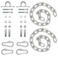 DECKENHAKEN + Ketten je 2 Stück mit Karabiner - Grau, Metall (3.7/1/50cm) - Amanka