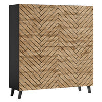 HIGHBOARD Phuket Graphit Schwarz / Eiche Wotan / 120 / 39 / 128 cm - Eiche Wotan/Schwarz, Holz/Holzwerkstoff (120/128/39cm) - Feldmann-Wohnen
