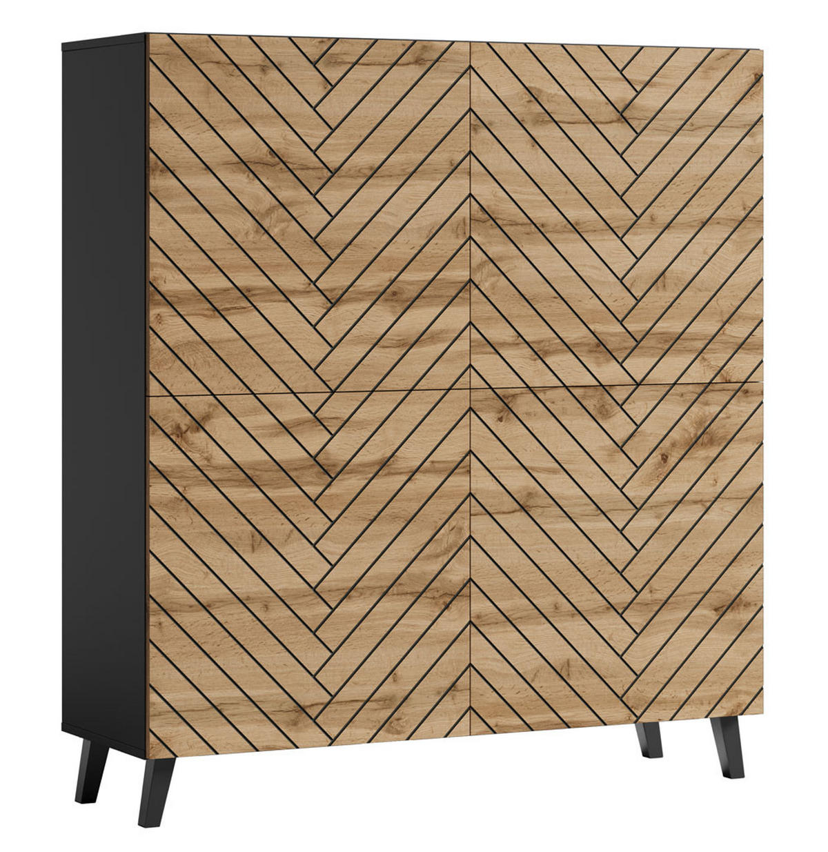 HIGHBOARD Phuket Graphit Schwarz / Eiche Wotan / 120 / 39 / 128 cm - Eiche Wotan/Schwarz, Holz/Holzwerkstoff (120/128/39cm) - Feldmann-Wohnen