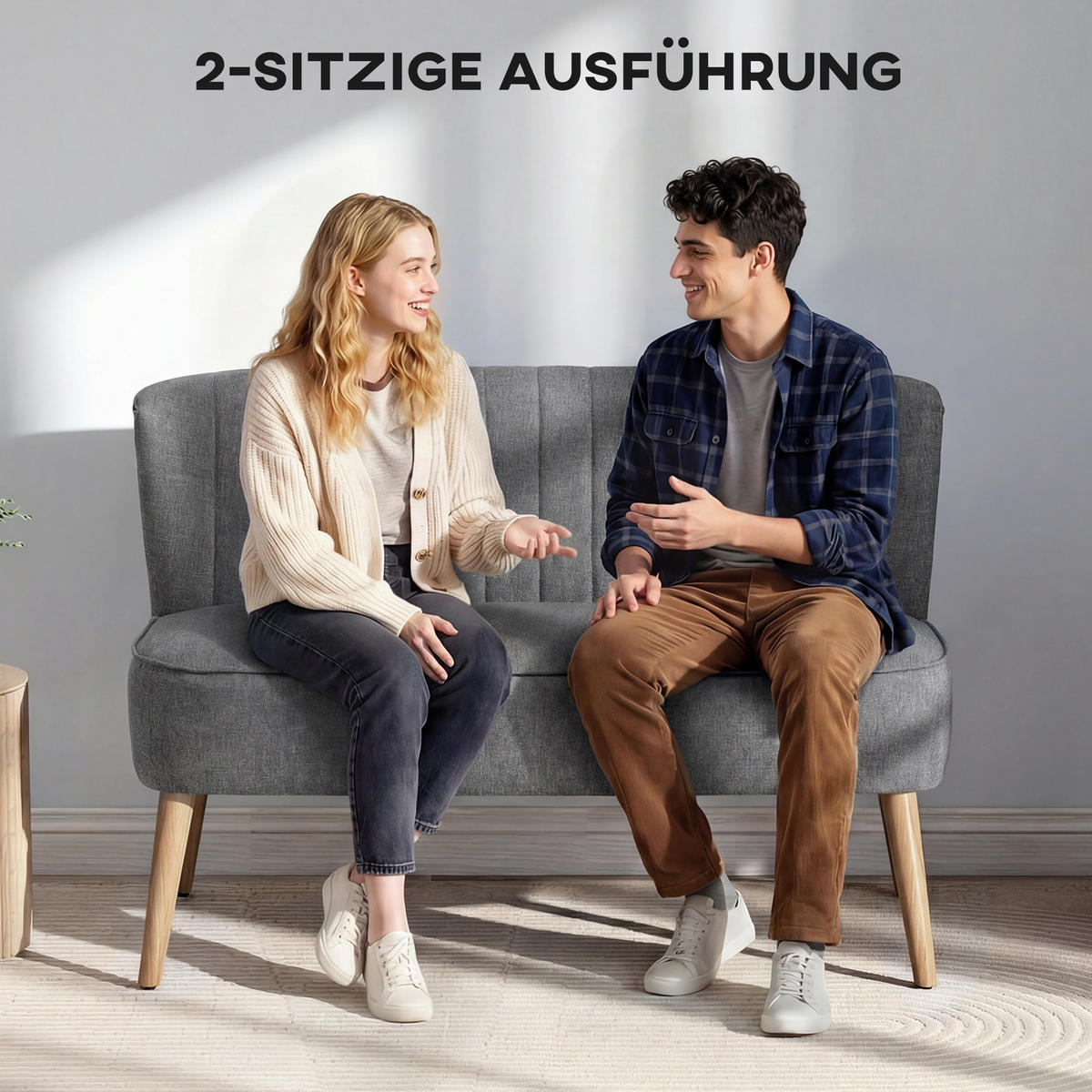 2-SITZER Sofa Grau 117.0/56.5/77.0 cm - Grau, Textil (56.5/77/117cm)