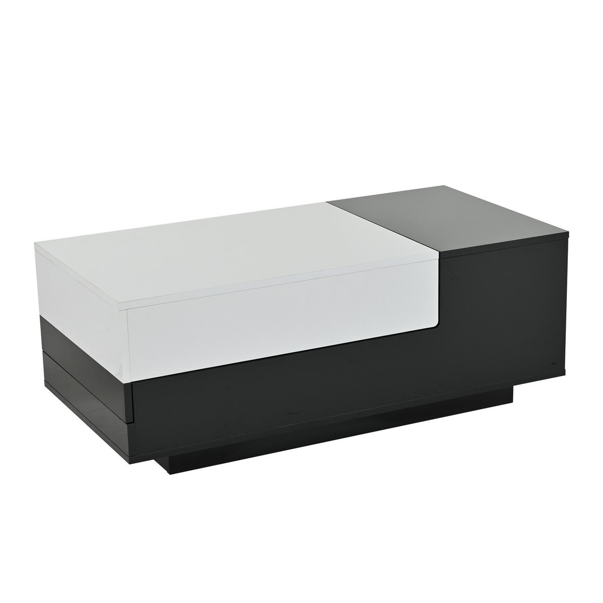 COUCHTISCH, Hochglanz-Schwarz-Weiß mit 2 Schubladen und halboffenem Seitenfach, 100/50/38 cm,Schwarz - Schwarz, Holzwerkstoff (100/50/38cm) - Redom