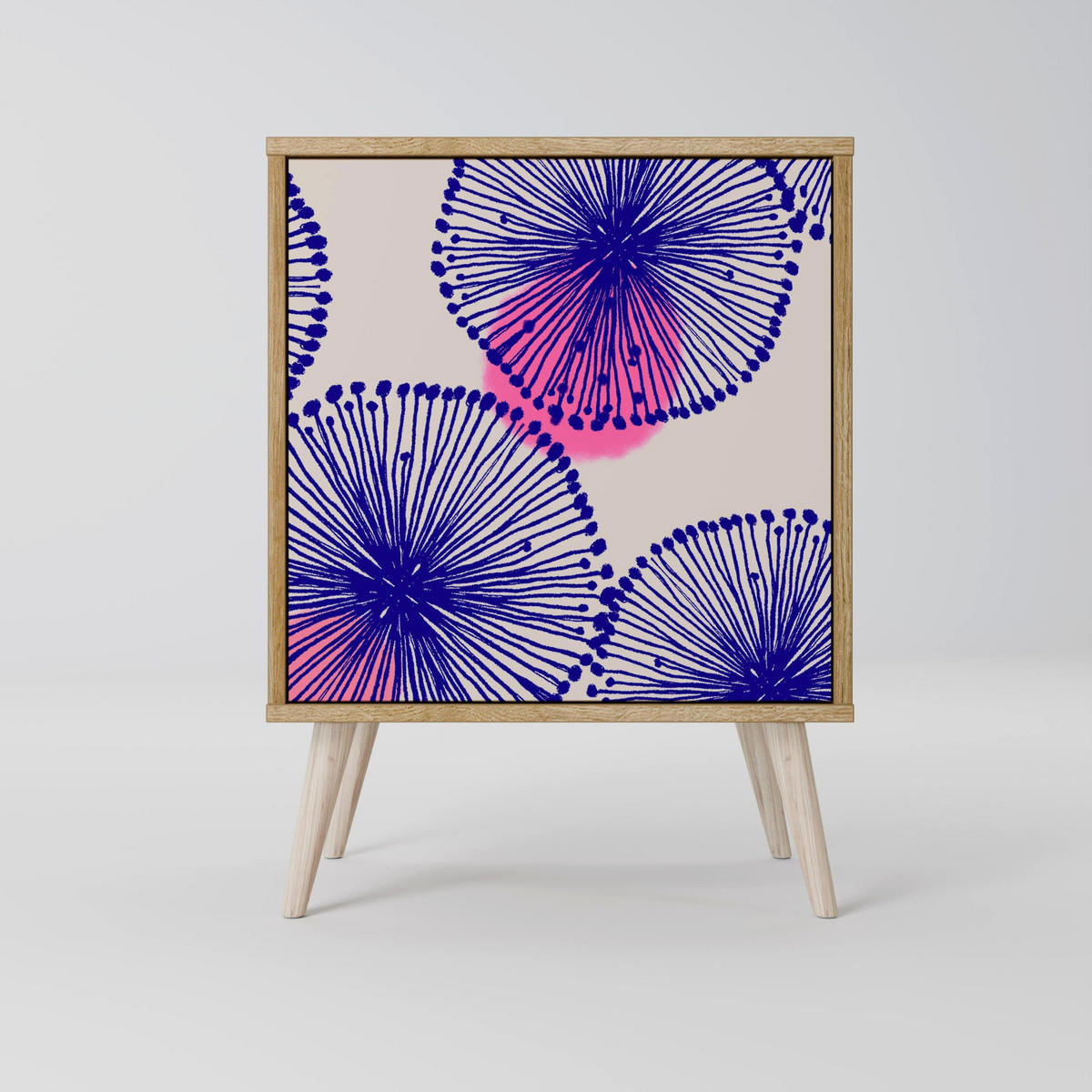 SIDEBOARD MAGIC NATURE, Grau, 57,5x42x75,5 cm, Goldfarbene Metallfüße - Goldfarben/Multicolor, Holzwerkstoff/Metall (57.5/75.5/42cm) - SpaceRebels