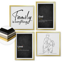 WANDBILDER 4er Set - 50x50 cm & 40x60 cm Goldrahmen - Definitionen der Liebe in Familienzeichnungen - Goldfarben, Kunststoff (50/50cm) - ArtPrintCave