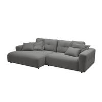 ECKSOFA XL MIKA Grau Cord - Schwarz/Grau, Kunststoff/Textil (296/167cm) - KAWOLA