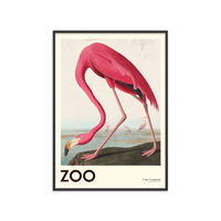POSTER mit Rahmen A.P. Atelier - The Zoo Collection — Pink Flamingo — Edt. 001 - Pink/Schwarz, Holz/Papier (70/100cm) - Poster&Frame