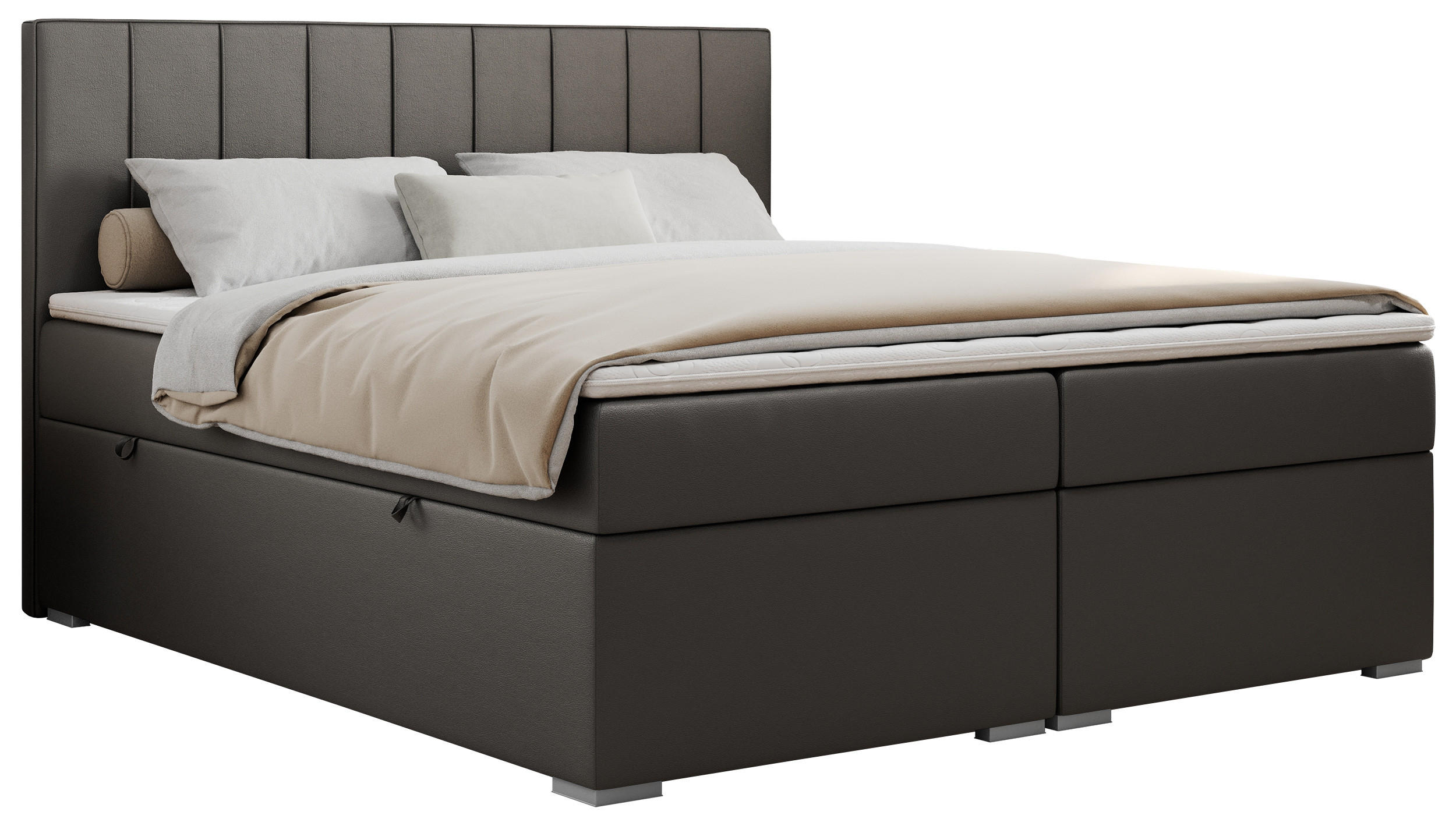 BOXBETT ALLY 120/200 Dunkelgrau Kunstleder - H4 - Dunkelgrau, Holz/Textil (120/200cm) - MKS