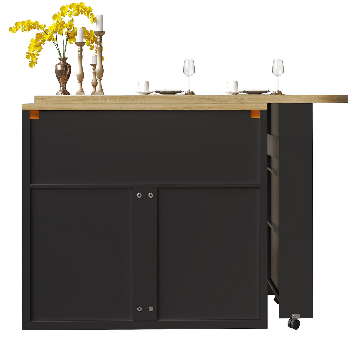BARTISCH DE-38350 135/205 cm ausziehbar mit LED-Beleuchtung Schwarz - Schwarz, Holzwerkstoff (39/135/100cm) - ComfortXL
